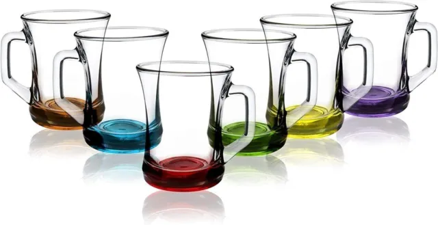 LAV Coloured Set of 6 Glasses Tea Coffee Cappuccino Cups HOT Drink Mugs,225cc