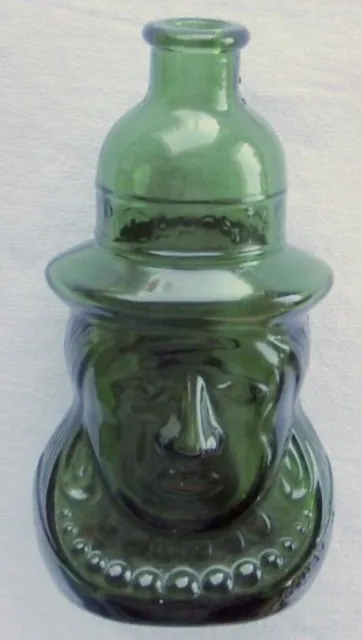 Vintage 1970's Wheaton NJ Green Glass Pocahontas Figural Bottle 5 1/8"
