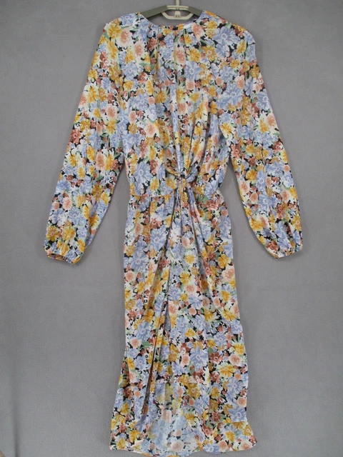 SHEIKE DRESS WOMENS Blue Pink Yellow Floral Gathered Long Sleeve