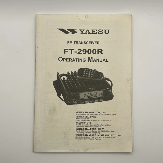 Yaesu Operating Manual FT-2900R FM Transceiver