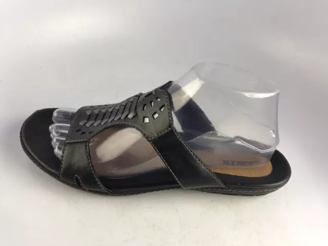 Earth Womens Lagoon Black Leather Slip On Slide Sandals Size 9.5 B