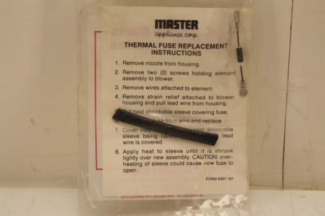 Master Appliance 50927 Thermal Fuse Terminals Factory Sealed Bag 3