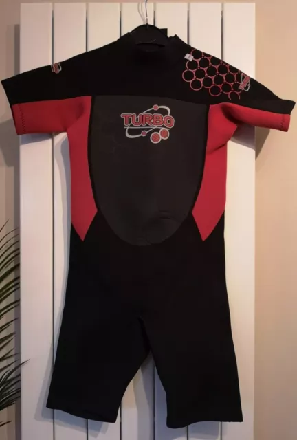 TWF Turbo Age 11 Black & Red Boys/Girls/Children's/Kids Shortie Wetsuit