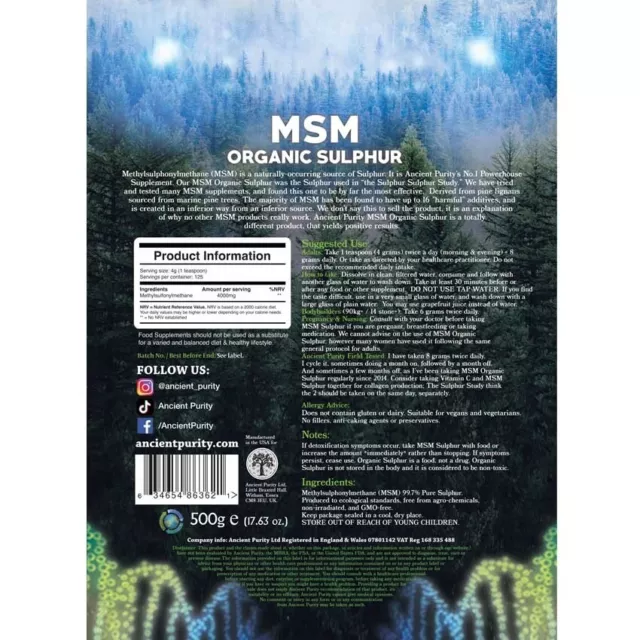 MSM Schwefel / Kristallisierter organischer Schwefel / Wiederherstellung / Lebenskraft / 250 g 2