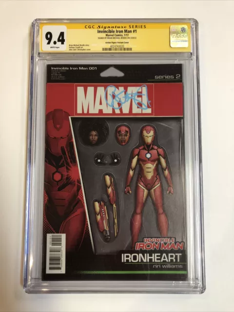 Invincible Iron Man  (2017) # 1 (CGC SS 9.4 WP) Signed Michael Bendis |Ironheart