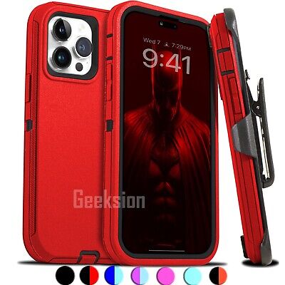 For iPhone 14 13 12 11 Plus Pro Max Shockproof Rugged Heavy Duty Case +Belt Clip
