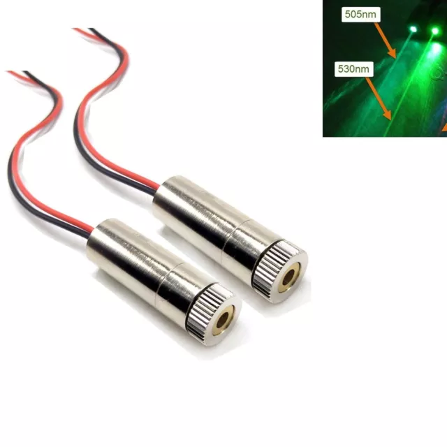 2pcs 505nm 30mW Focusable Dot  Green 3-5V Laser Diode Module 12x35mm