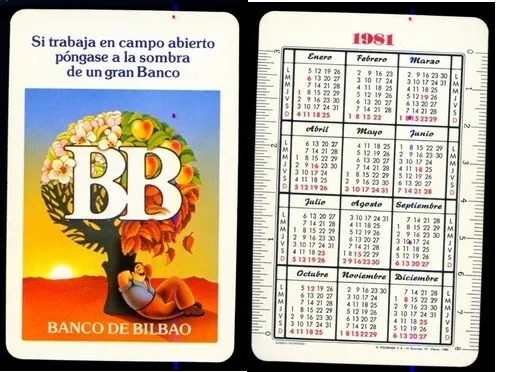 X1539I-Calendario Fournier Banco De Bilbao 1981