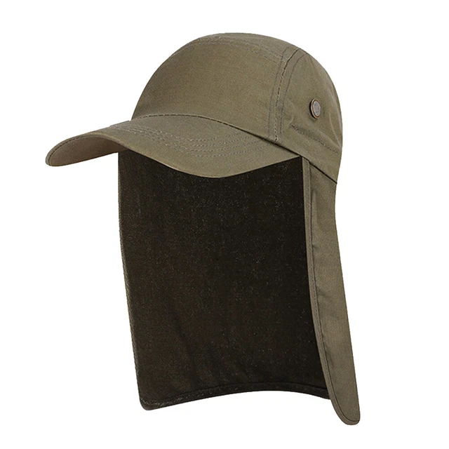 Unisex Fish Hat Sun Visor Cap Sun Protect with Ear Neck Cover (Army Green) FS2#