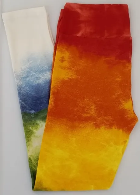 TC LuLaRoe Tall & Curvy Leggings Multicolor Dipped Tie Dye Print NWT Q42