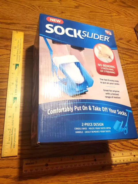 TOTALMENTE NUEVO Kit de ayuda deslizante de calcetines azul ayuda a ponerse los calcetines sin doblarse L@@K