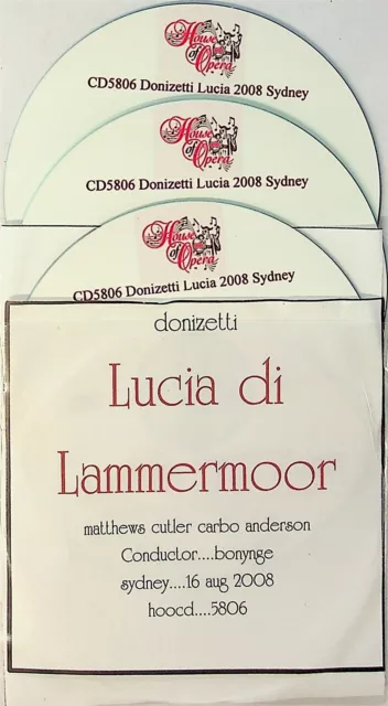 DONIZETTI Lucia di Lammermoor Live 16.8.2008 Bonynge 3-CD EMMA MATTHEWS/CUTLER