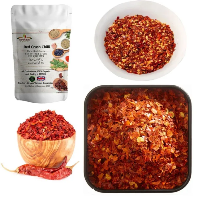 Red Crushed Hot Chilli Flakes Natural Dried Pepper Seasoning 100g Free UK PP