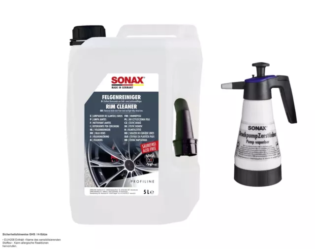 Set SONAX PROFILINE FelgenReiniger säurefrei 5 Liter inkl. DruckpumpZerstäuber