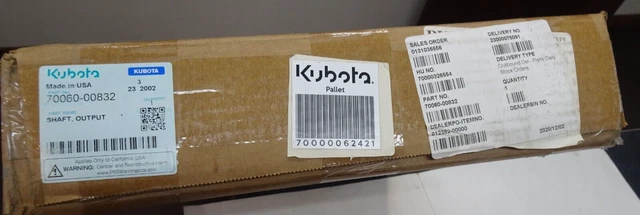 Kubota Output Shaft Factory MINT -#70060-00832 NEW