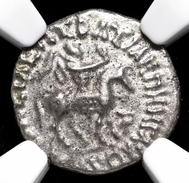 INDO-SKYTHIANS. Azes. Circa 58-12 BC. Silver Drachm, King on horseback, NGC VF
