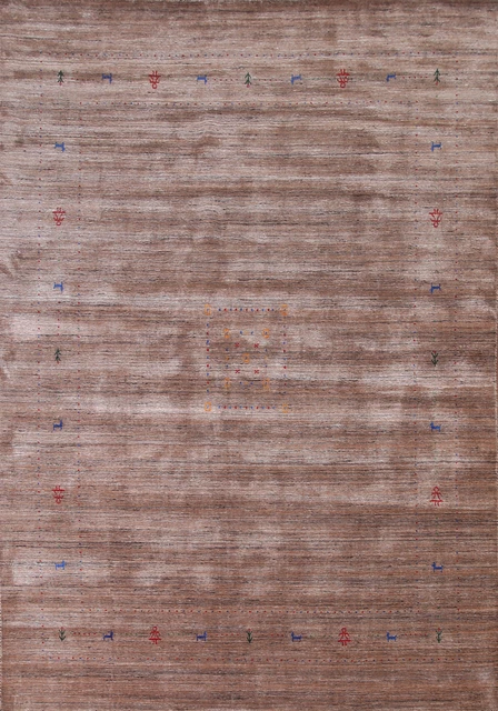 One-of-a-kind Rectangle Tribal Gabbeh Rug Hand-knotted Wool 8x10 ft
