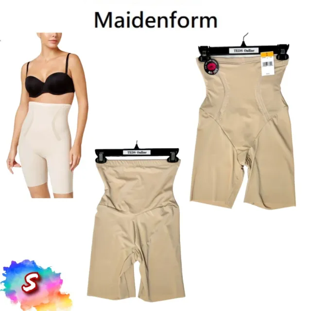 NWT Maidenform S Firm Foundations High-Waisted Thigh Slimmer DM5001 Latte