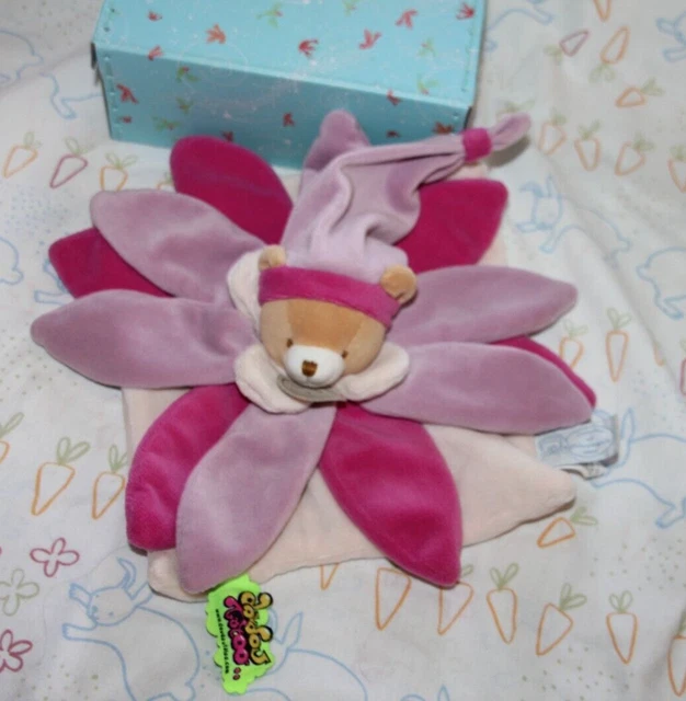 DOUDOU ET COMPAGNIE OURS TATOO PLAT PETALE ROSE BLANC NEUF (sans la boite) 2