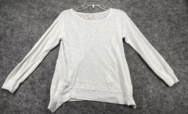 EILEEN FISHER Sweater Womens Small White Organic Linen Sheer Knit Blouse Top S
