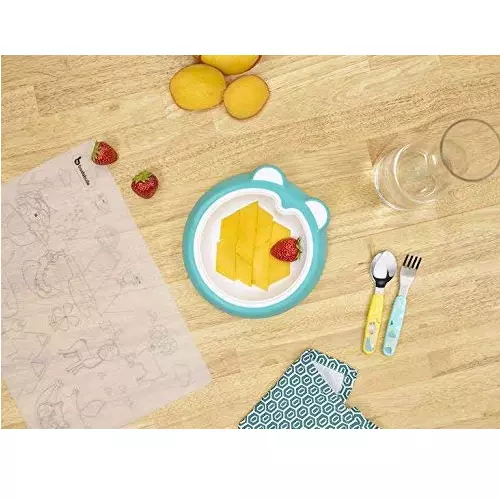 Badabulle non slip plate Ice blue for child to learn to eat alone by Babymoov 2