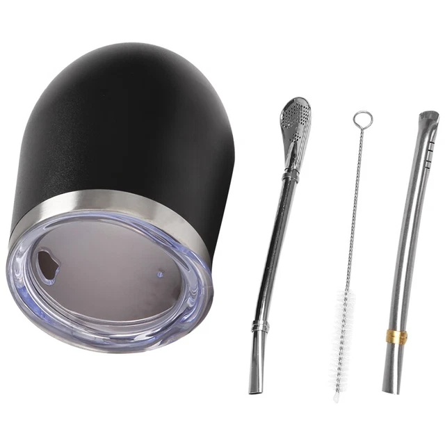 Yerba Mate Set tazza da tè zucca 12 once, tazza acqua caffè inox da parete con coperchio S7G1