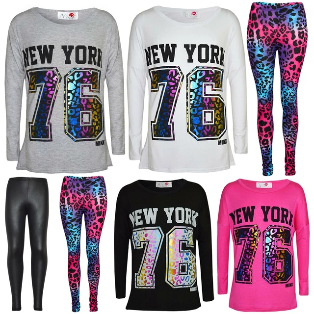 T-shirt bambina new york 76 stampa lamina multicolore t-shirt moda alla moda