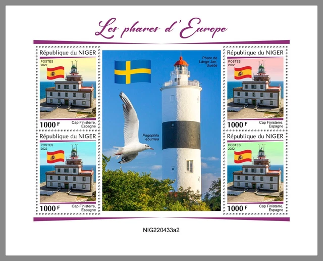 NIGER 2022 MNH Europäische Leuchttürme European Lighthouses #433a2