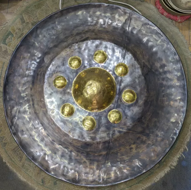 80 cm burmesischer Gong schwarz antike Farbe handgefertigt, 11 kg schwer