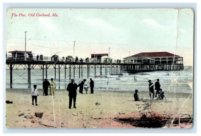 1911 View of the Bridge The Pier Old Orchard Maine ME Antique Posted Postcard