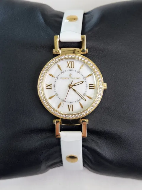 Christian Van Sant Womens CV8132 Petite Analog Display Swiss Quartz White Watch