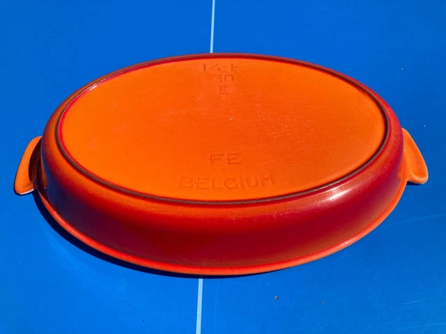 PLAT Le Creuset COUSANGES EN FONTE OVALE ø 28 CM ORANGE RARE Cocotte Four N°5