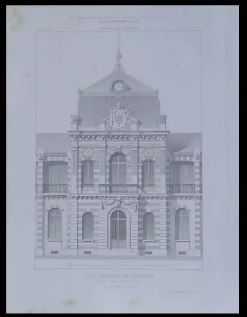 Vincennes, Imperial Asylum - 2 Engravings 1858 - Eugene Laval