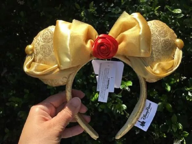 Disney Park Beauty and the Beast Bow Mickey Minnie Mouse Ears Belle Headband