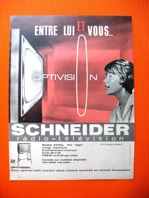 Publicite De Presse Schneider Television Entre Lui Et Vous Ad 1962