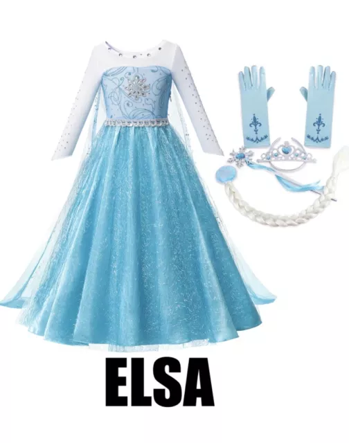 Frozen Elsa Anna Princess Queen Dress Up Set Girls Costume US Fast Shipping 2