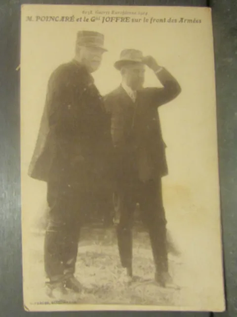 CPA Military Poincaré & Gal Joffre on Army Front War