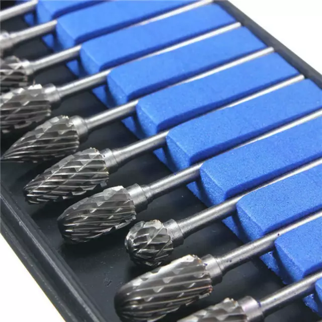 10pcs 3*6mm Tungsten Carbide Burr Rotary Drill Bits Tools Cutter Files Set Shank