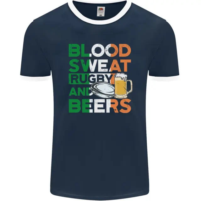 Maglietta Blood Sweat Rugby and Beers Ireland Divertente Uomo FotoL 2