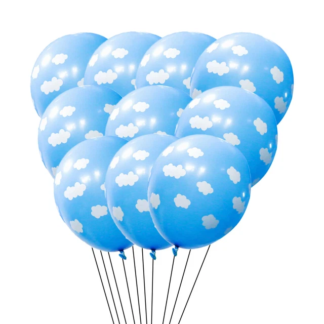 100 un. globos de fiesta de cumpleaños con impresión en nubes nubes nubes azules mate