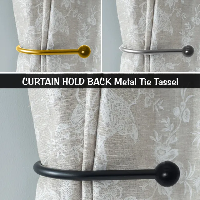 U Shaped Large Stylish Metal IRON Curtain Hook Tie Tassel Arm Loop Holder UK