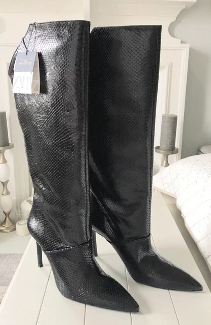 Zara blue shop collection leather boots