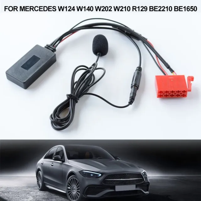 1x 27CM Cavo Audio Auto Con Microfono 5-12V Per Mercedes W124 W140 Con Modalità AUX
