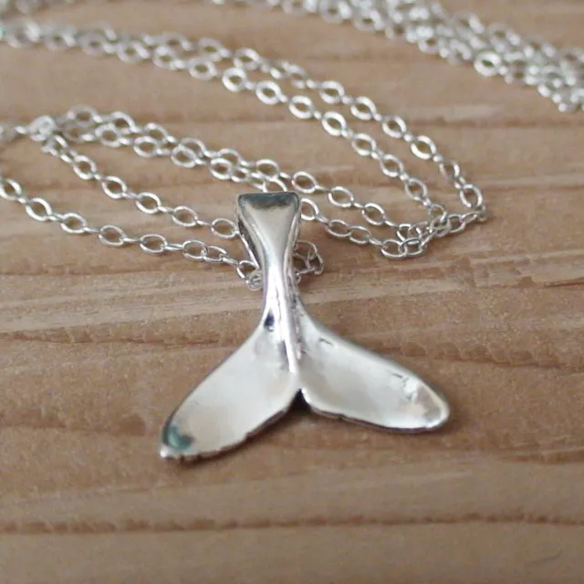 Whale Tail Necklace - 925 Sterling Silver - Whale Tail Charm Nautical Beach