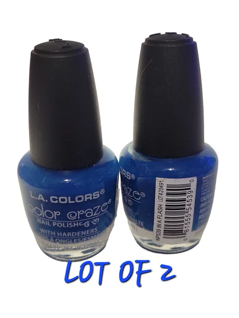 LA COLORS Nail Polish Set 2pk Blue Shimmer IN A FLASH (LOT OF 2) NEW