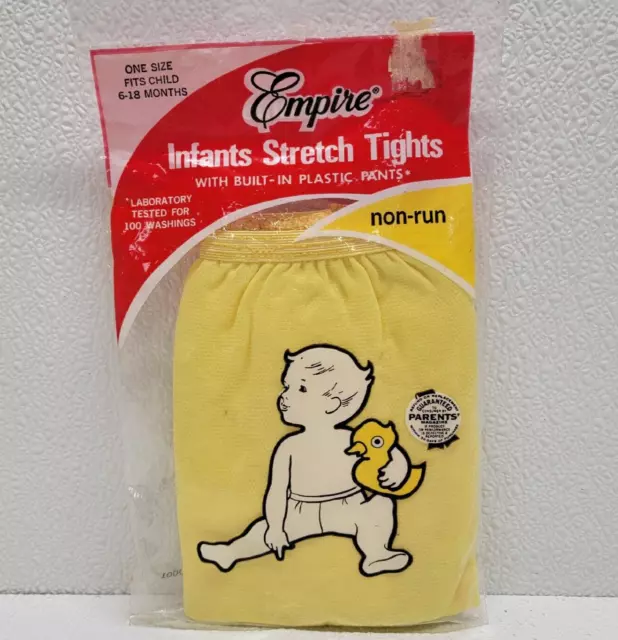 Vintage 1971 Empire Shield Baby Infant Stretch Tights Yellow New NOS Prop