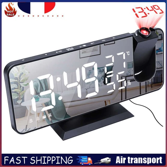 Radio FM numérique Réveil à projection Smart LED Montre de bureau électrique (A)