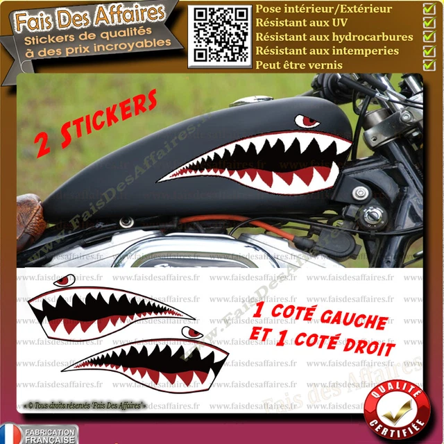 STICKER AUTOCOLLANT DENT de requin deco réservoir moto harley custom bobber EUR 12,95 PicClick FR