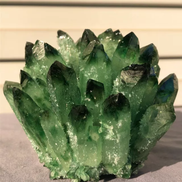 544G  New Find Green Phantom Quartz Crystal Cluster Mineral Specimen Healing