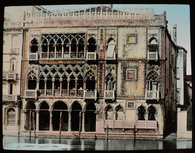 ANTIQUE Magic Lantern Slide CA D'ORO C1900 PHOTO VENICE ITALY